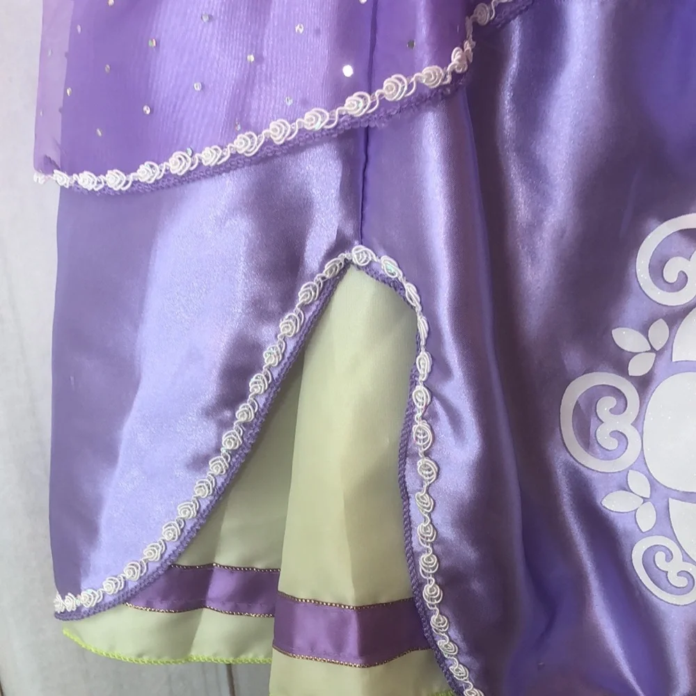 Purple Embellished Costume Layered Dress Princess Sophia 130- 5/6 Plus Free Doll - Picture 8 of 16